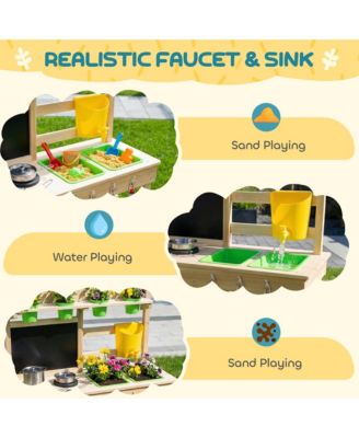 Wooden Kids Mud Kitchen with Kitchenware & Garden Tools