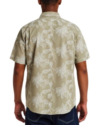 Men's Short-Sleeve Button Down 100% Cotton Print Shirt