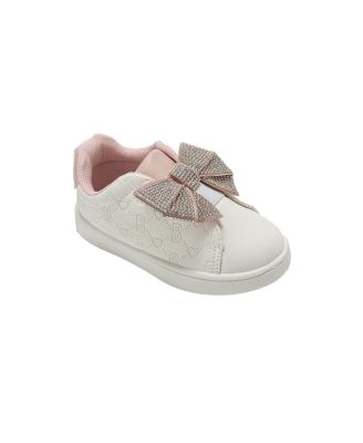 Little Girls Sneakers – Cute Casual Slip On Shoes Fashion Sneakers with Rhinestone Bow