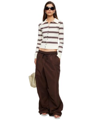 Women's Bada Bing Striped Button Down Knit Top
