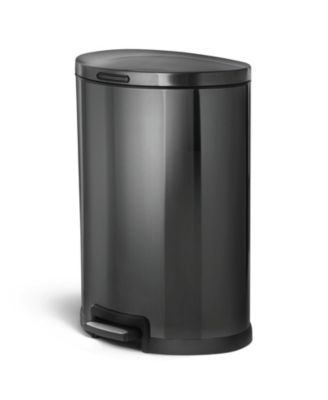 12 Gallon Semi-Round Stainless Steel Kitchen Trash Can with Step Pedal and Soft Close Lid
