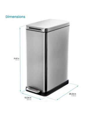 12 Gallon Slim Stainless Steel Kitchen Trash Can with Step Pedal and Soft Close Lid