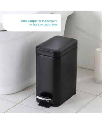 1.3 Gallon Slim Stainless Steel Trash Can with Step on Pedal and Soft Close Lid