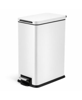 4 Gallon Slim Stainless Steel Kitchen Trash Can with Step Pedal and Soft Close Lid.