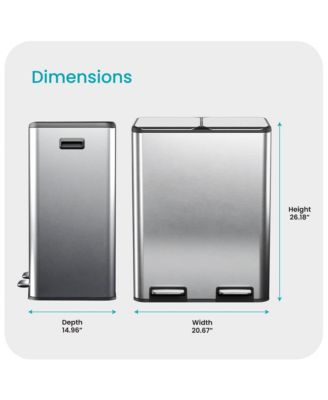 16 Gallon Stainless Steel Dual Trash and Recycling Can with Removable Liners and Soft Close Lids