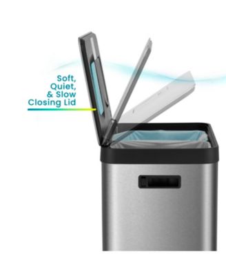 19 Gallon Stainless Steel Dual Trash and Recycling Can with CleanAura Odor Control and Soft Close Lid