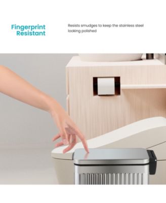 3 Gallon Slim Stainless Steel Trash Can with Reeded Pattern, Step Pedal and Soft Close Lid