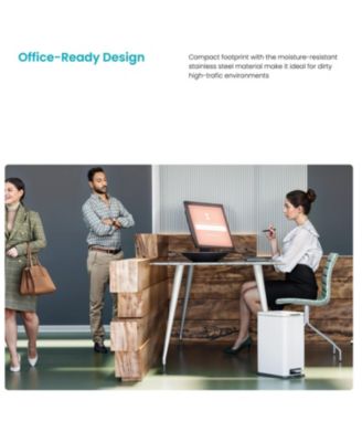 4 Gallon Slim Stainless Steel Kitchen Trash Can with Reeded Pattern, Step Pedal and Soft Close Lid