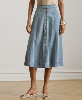 Women's Button-Front Denim Midi Skirt