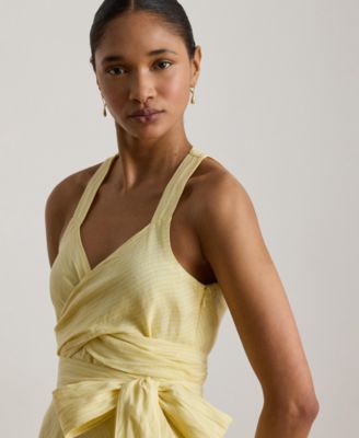 Women's Striped Tie-Front Midi Dress