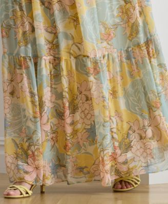 Women's Floral Tiered Maxi Skirt