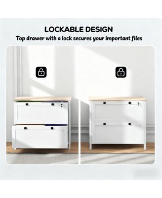 File Cabinet, Lateral Locking Filing Cabinet with 2-Drawer and Adjustable Hanging Bar for Letter/A4/Legal, Home Office Storage Cabinet