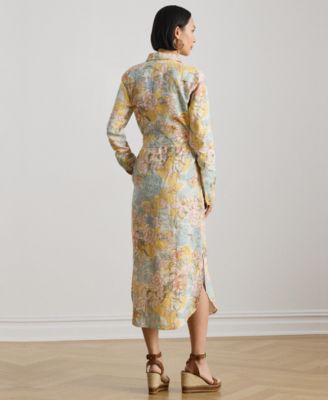 Women's Printed Point Collar Shirt-Dress