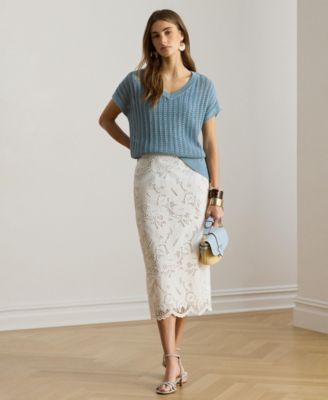 Women's Embroidered Midi Pencil Skirt