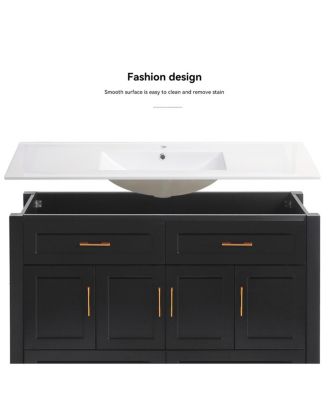 Modern Bathroom Vanity with Ceramic Sink, 4 Soft Close Doors & 4 Drawers, Ample Storage for Large Bathroom