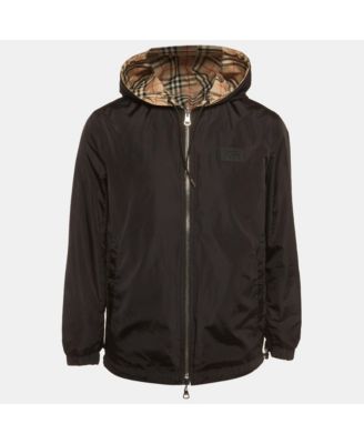 Men's Check Synthetic Reversible Hooded Jacket