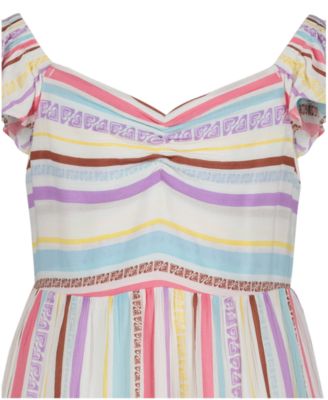 Girls' 7-16 Flutter-Sleeve Sweetheart Neck Dress