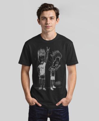 Beavis and Butthead MTV Men's Rocking' Out Sketch Logo Short Sleeve T-Shirt