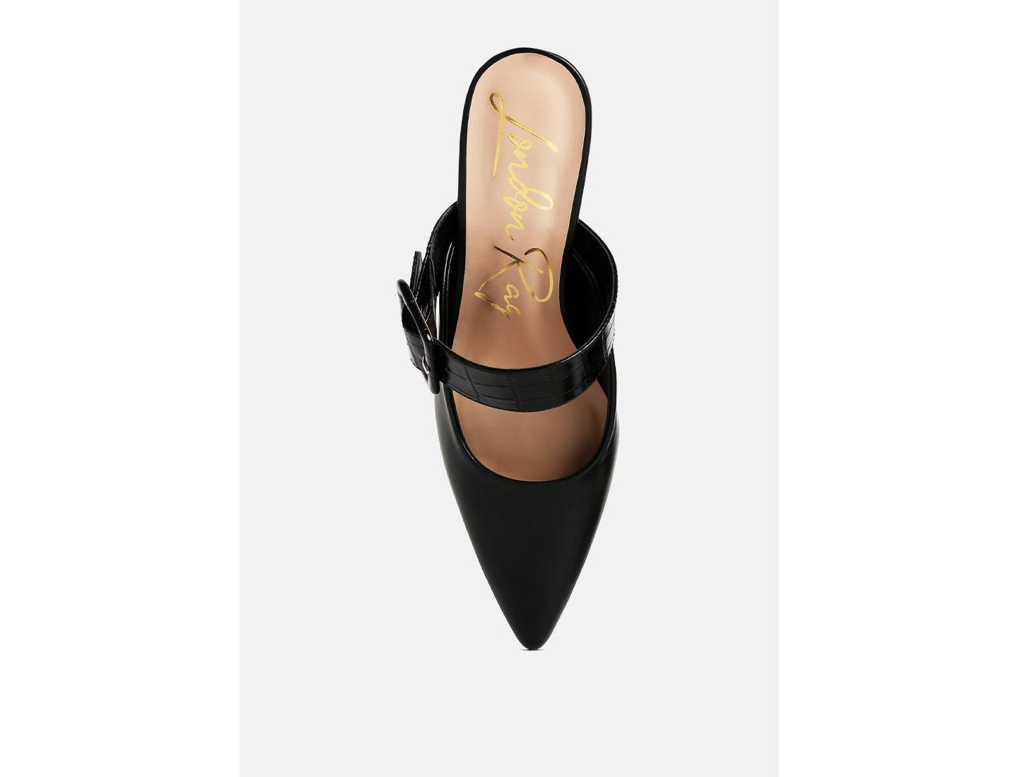 Женские сабо London Rag Shein Star Slim Block Heel Mules, цвет: Чёрная искусственная кожа — фото 6