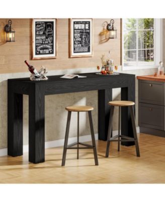 63" Rectangular Dining Table, Rustic Wooden Kitchen Table with 4 Sturdy Legs