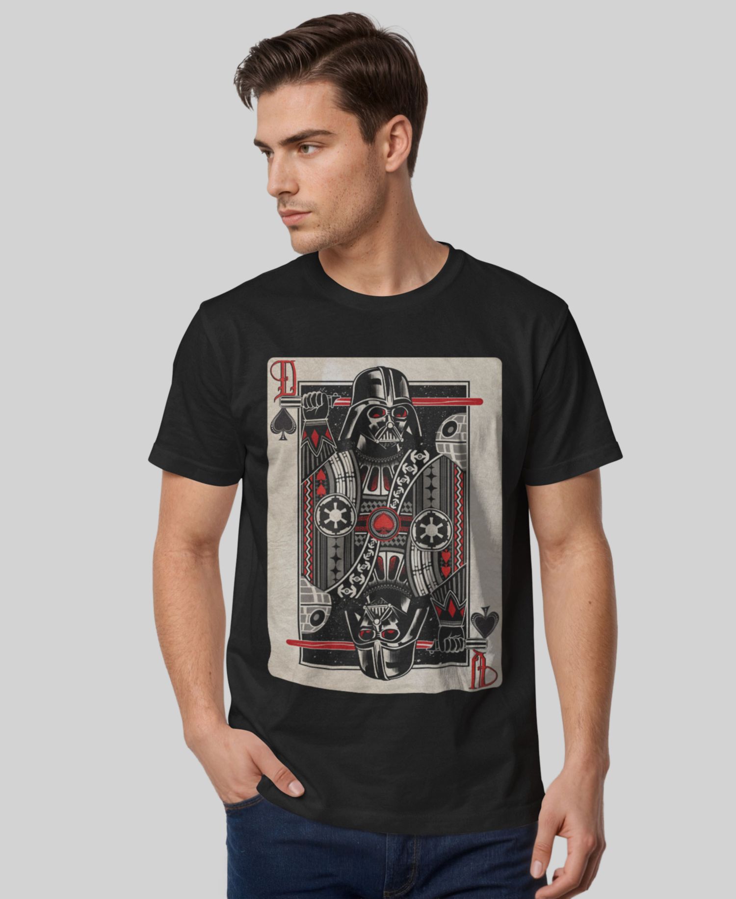 Men's Star Wars Men's Classic Darth Vader of Spades Playing Card Short-Sleeve T-Shirt