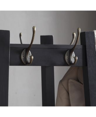 Trapezoid Coat Rack with 3-Tier Storage Shelves, Freestanding Hall Tree with Hooks, Industrial Style for Entryway, Living Room