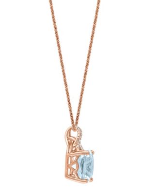 Aquamarine (3-1/2 ct. t.w.) & Diamond (1/8 ct. t.w.) 18" Pendant Necklace in 14k Rose Gold