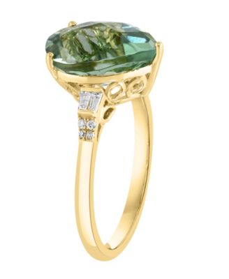 Green Amethyst (3-1/2 ct. t.w.) & Diamond (1/10 ct. t.w.) Ring in 14k Yellow Gold