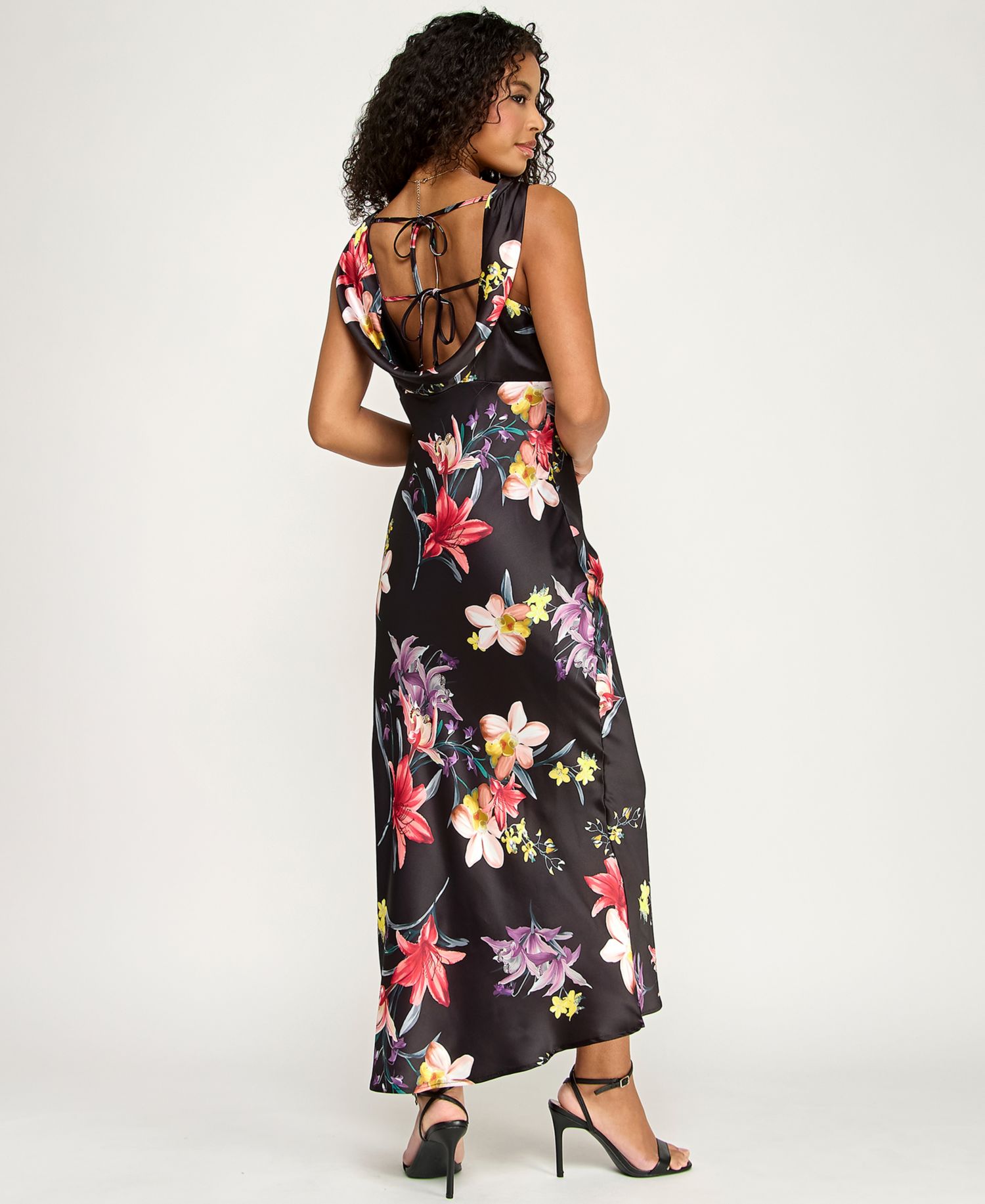 Juniors' Printed Cowl Neck Dress