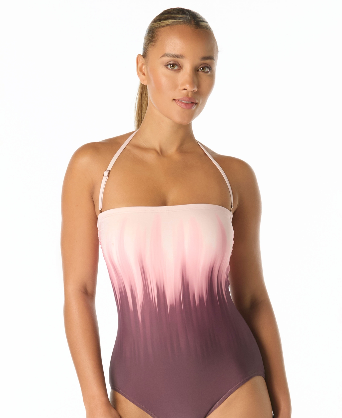 Carmen Marc Valvo Women's Printed Bandeau One-Piece Swimsuit
