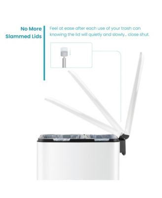 13 Gallon Dual Compartment Stainless Steel Kitchen Trash Can with Step Pedal and Soft Close Lid