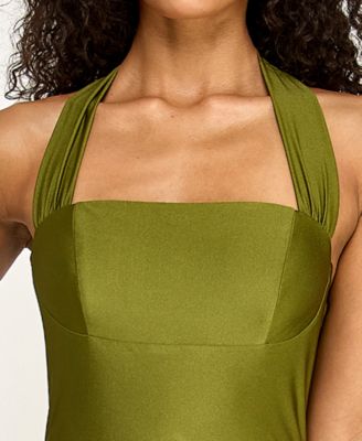 Juniors' Halter Tie Back Long Dress