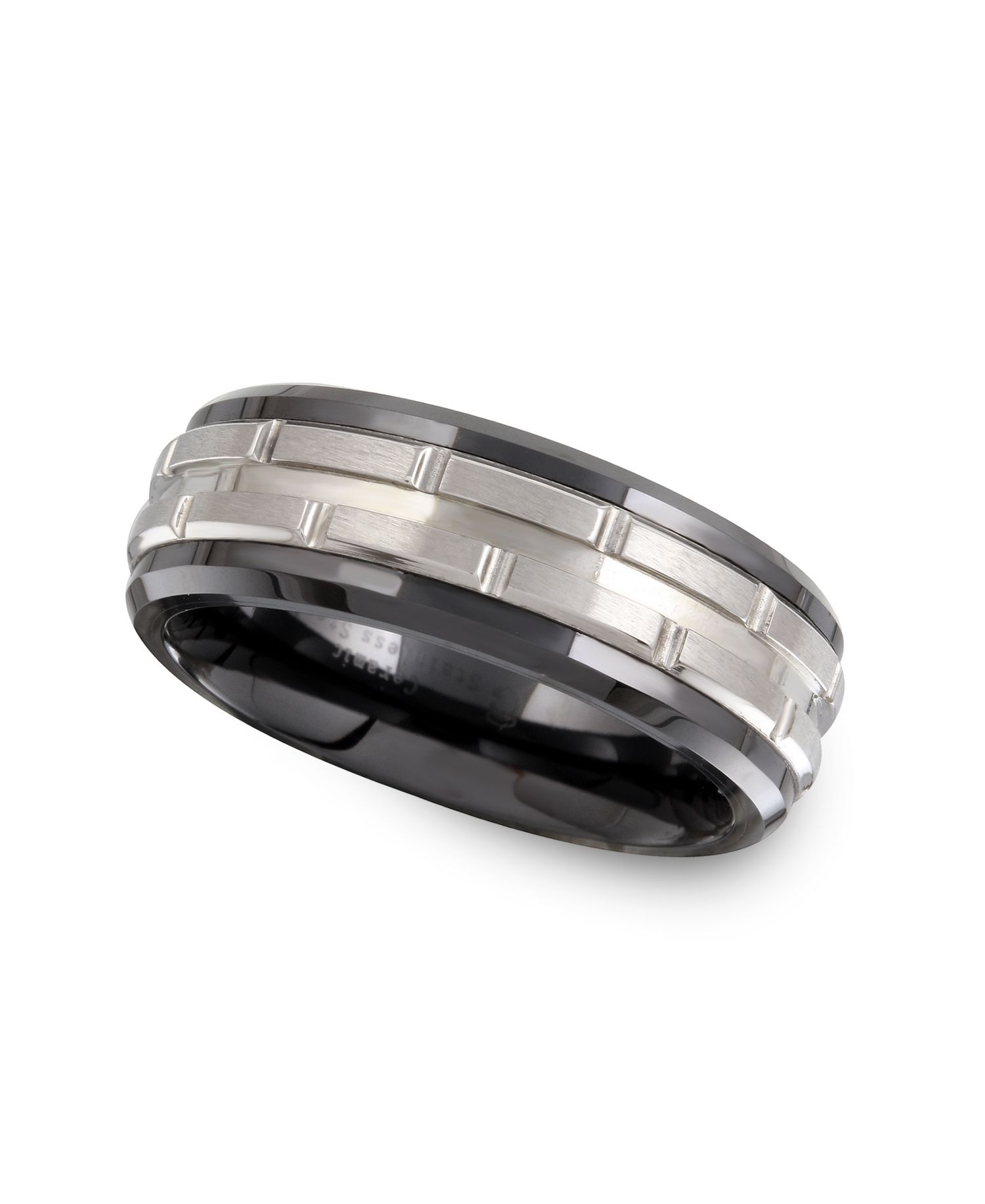 Men's Tungsten Ring, Black Ceramic Tungsten Design Ring