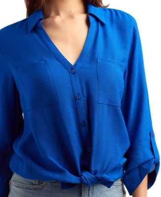 Women's Textured Button-Front Top