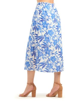 Women's Eyelet Print Pleated Pull-On Skirt