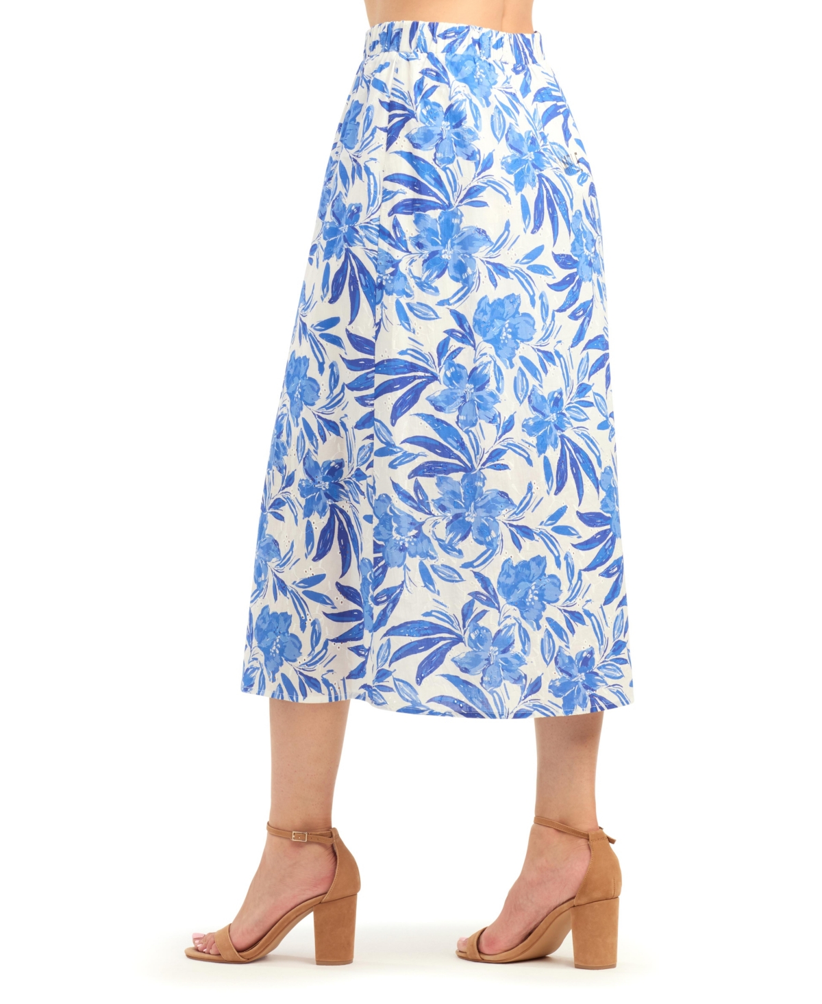 Bcx Women's Eyelet Print Pleated Pull-On Skirt