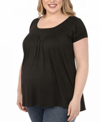 Plus Size Maternity Short-Sleeve Empire-Waist Tunic Top