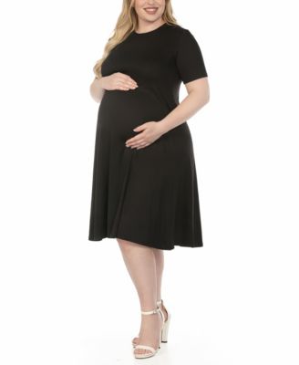Plus Size Short-Sleeve Midi A-Line Dress