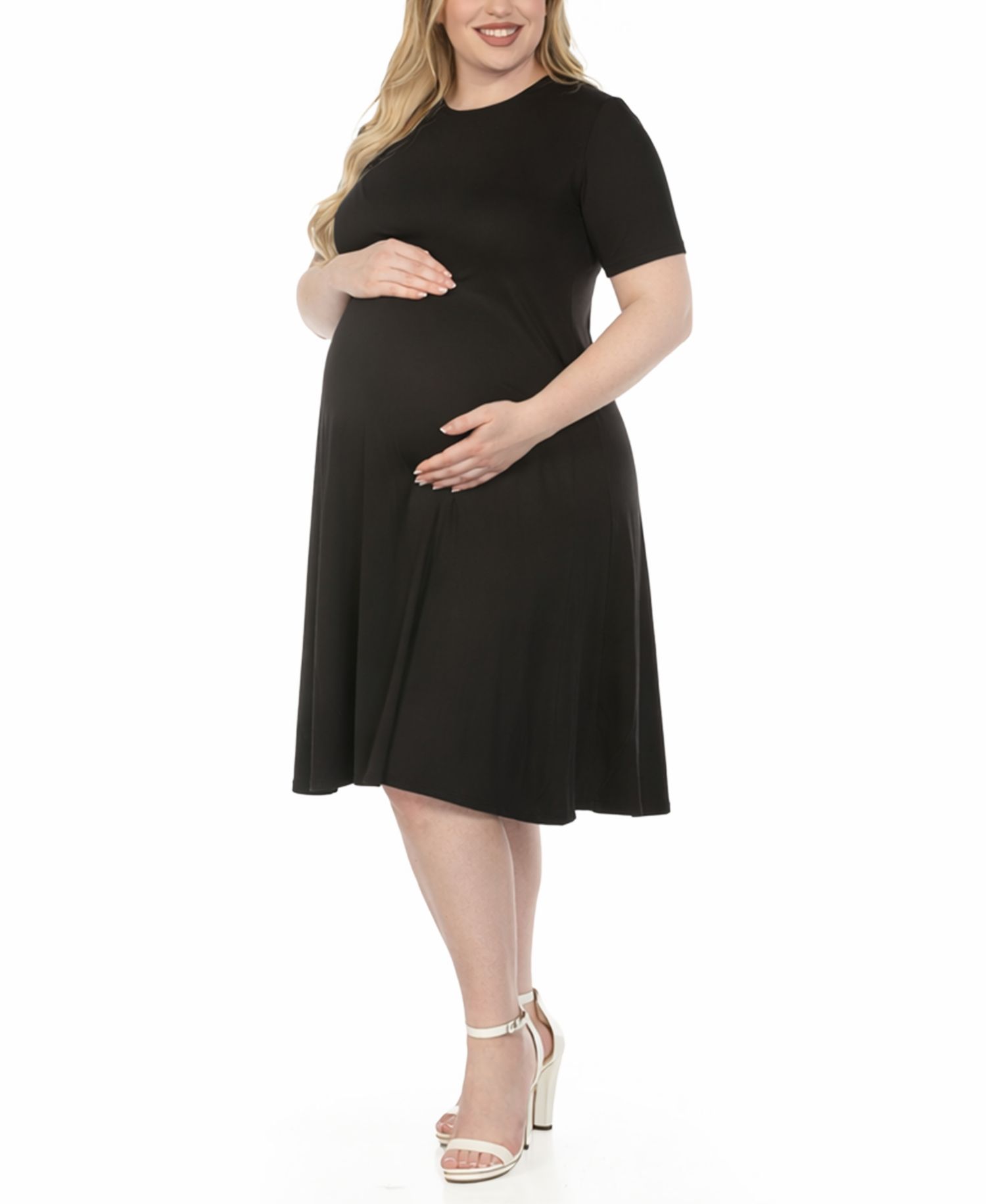 Plus Size Short-Sleeve Midi A-Line Dress