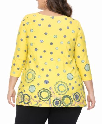 Plus Size Printed Sleeve Flowy Tunic Top