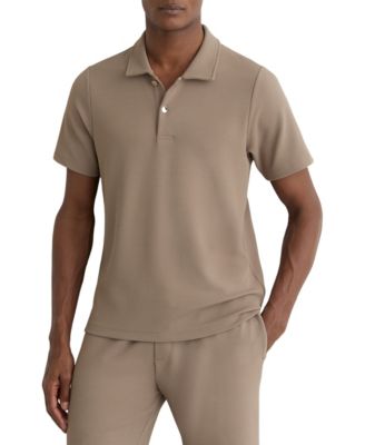 Men's Textured Half-Button Polo Shirt