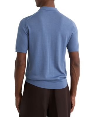 Men's Merino Wool Open-Collar Polo Shirt
