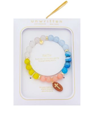 Quartz and Cubic Zirconia Cross Charm Stretch Bracelet