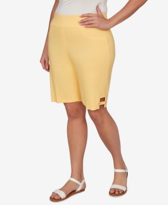 Plus Size Solid Tech Stretch Bermuda Shorts