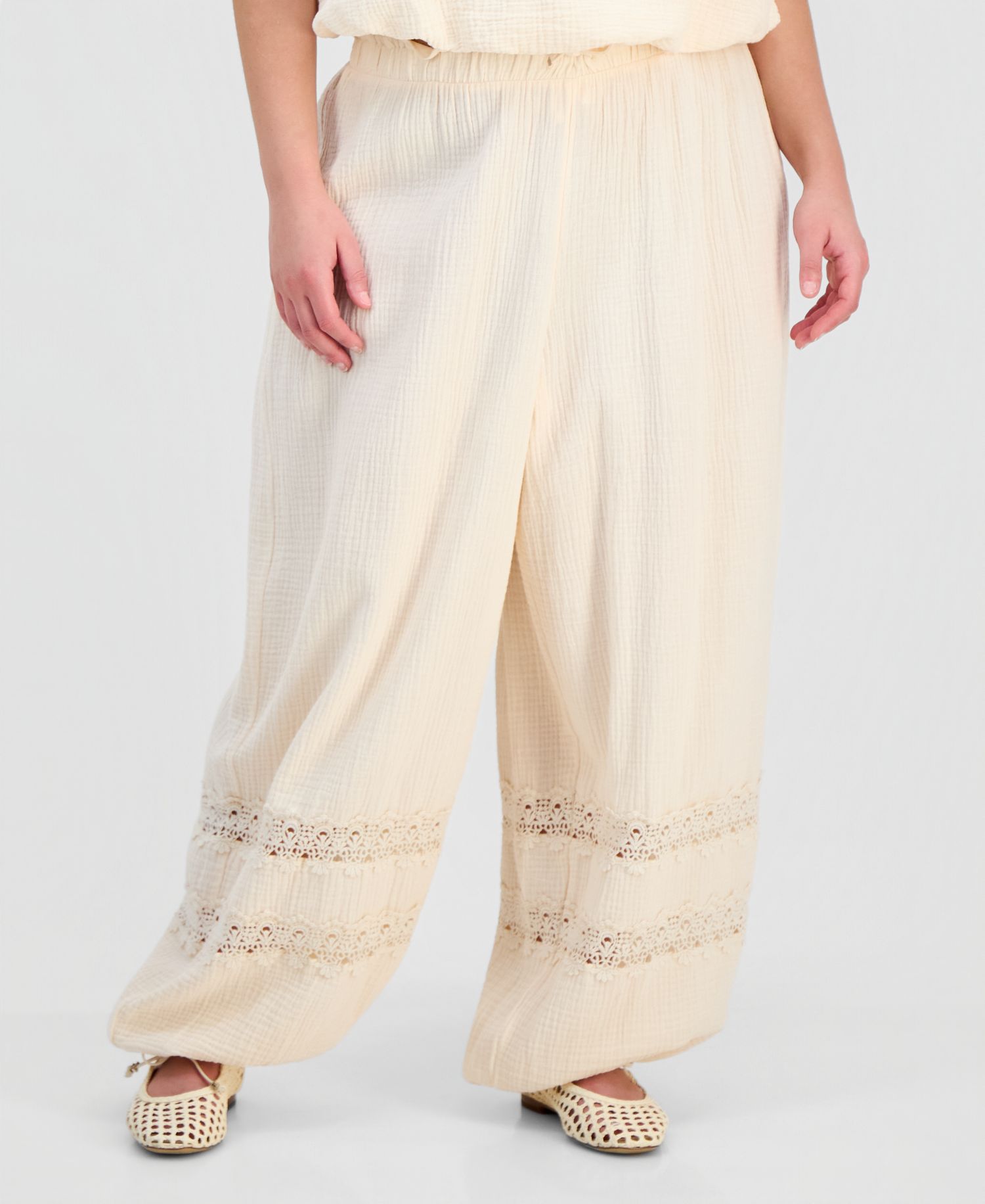 Petite Cotton Gauze Balloon Pants