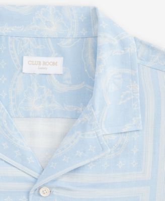 Men's Botanical Scarf Silk Ray Short Sleeve Shirt