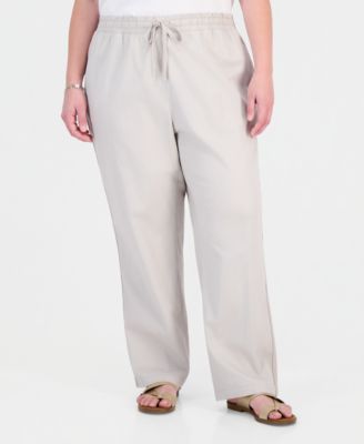 Size Tie-Waist Wide-Leg Pants