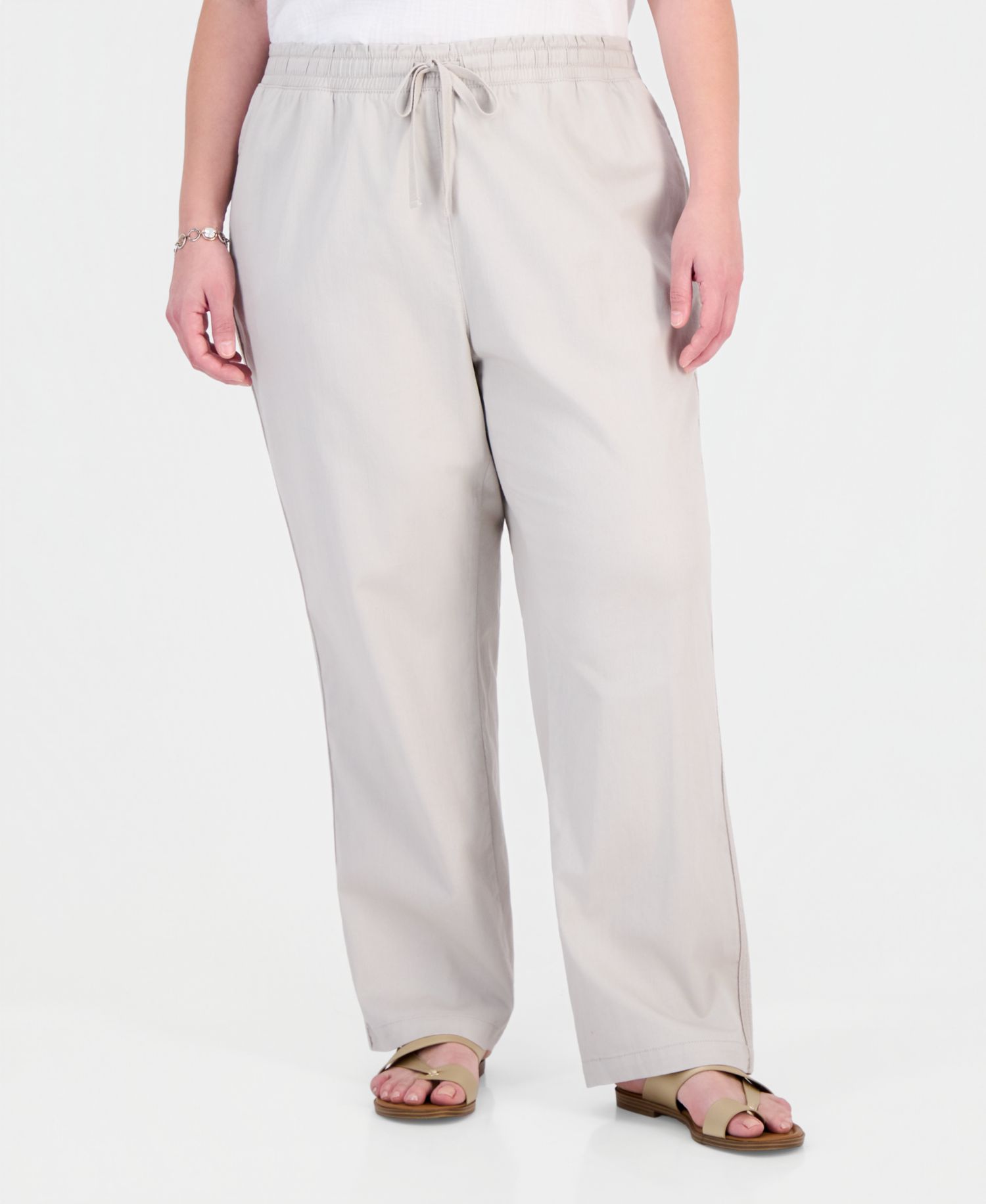 Plus Size Straight-Leg Pull-On Pants
