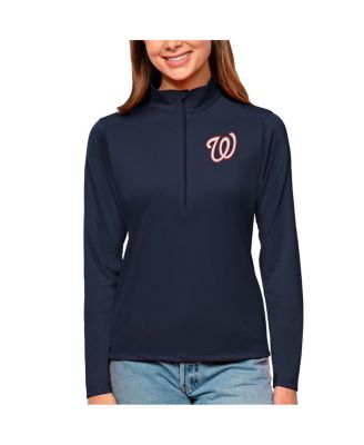 Women's Navy Washington Nationals Tribute Quarter-Zip Pullover Top