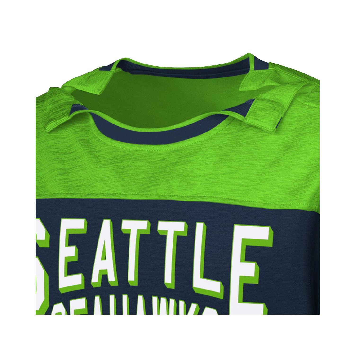 Men's College Navy/Neon Green Seattle Seahawks Adaptive Hail Mary Long Sleeve T-Shirt